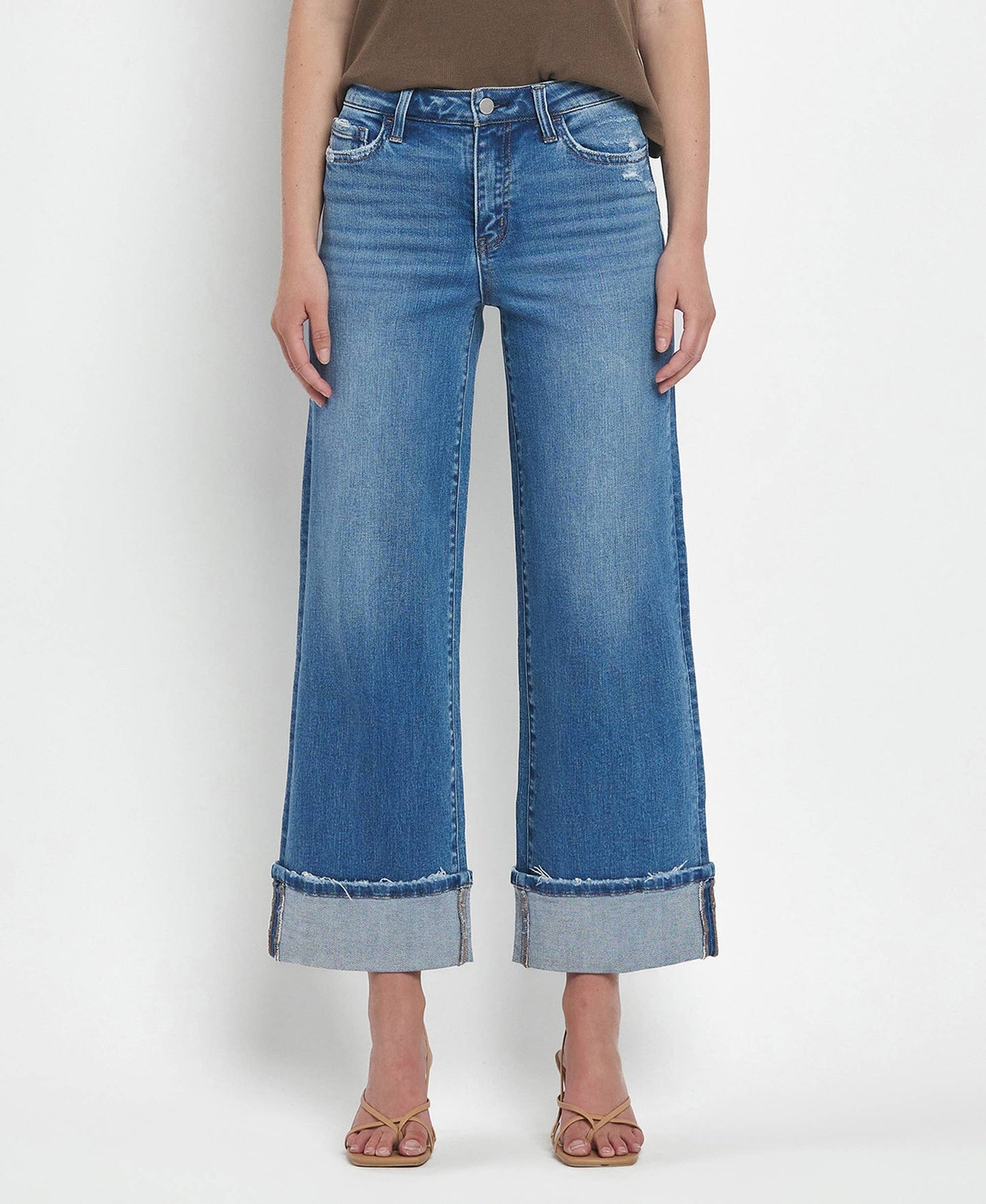 Flying Monkey - High Rise Cuffed Wide Leg Jeans