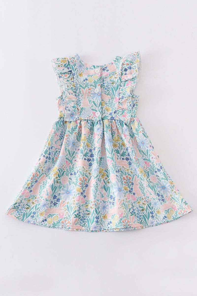 Easter Floral Smocked Ruffle Dress