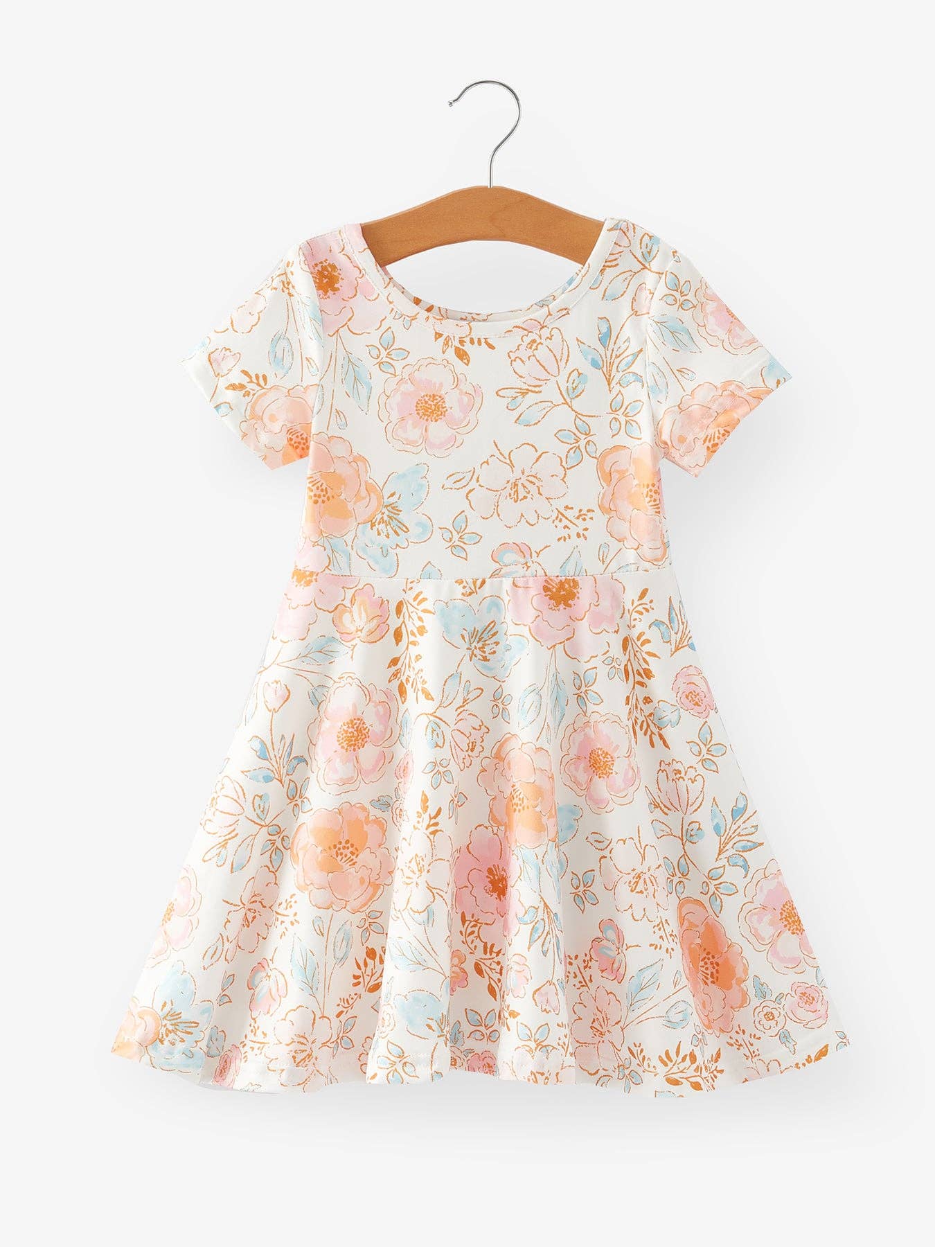 Spring and Summer Floral Print Milk Silk Dress