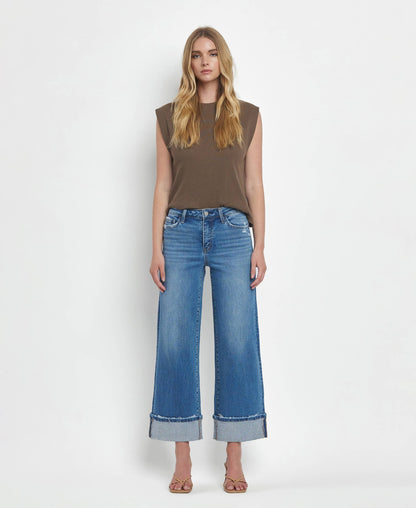 Flying Monkey - High Rise Cuffed Wide Leg Jeans