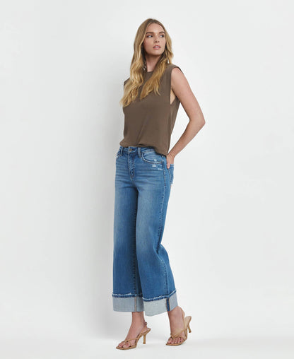 Flying Monkey - High Rise Cuffed Wide Leg Jeans