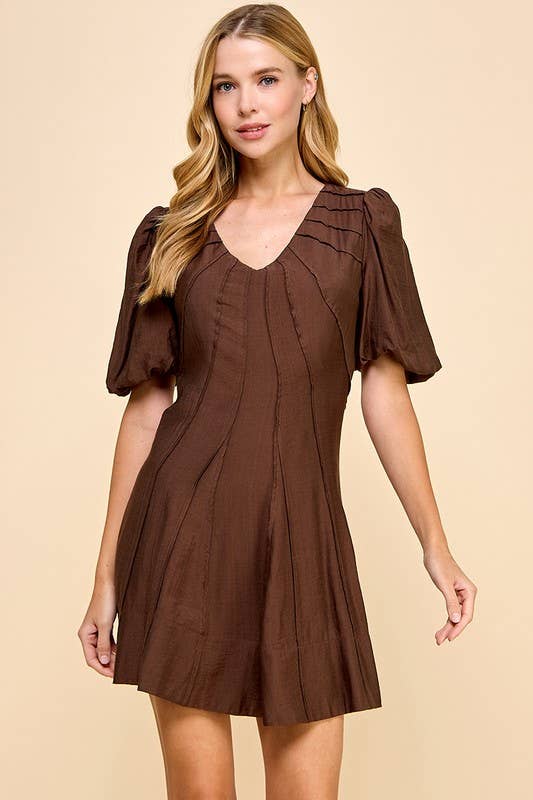 Chocolate V-Neck Dress