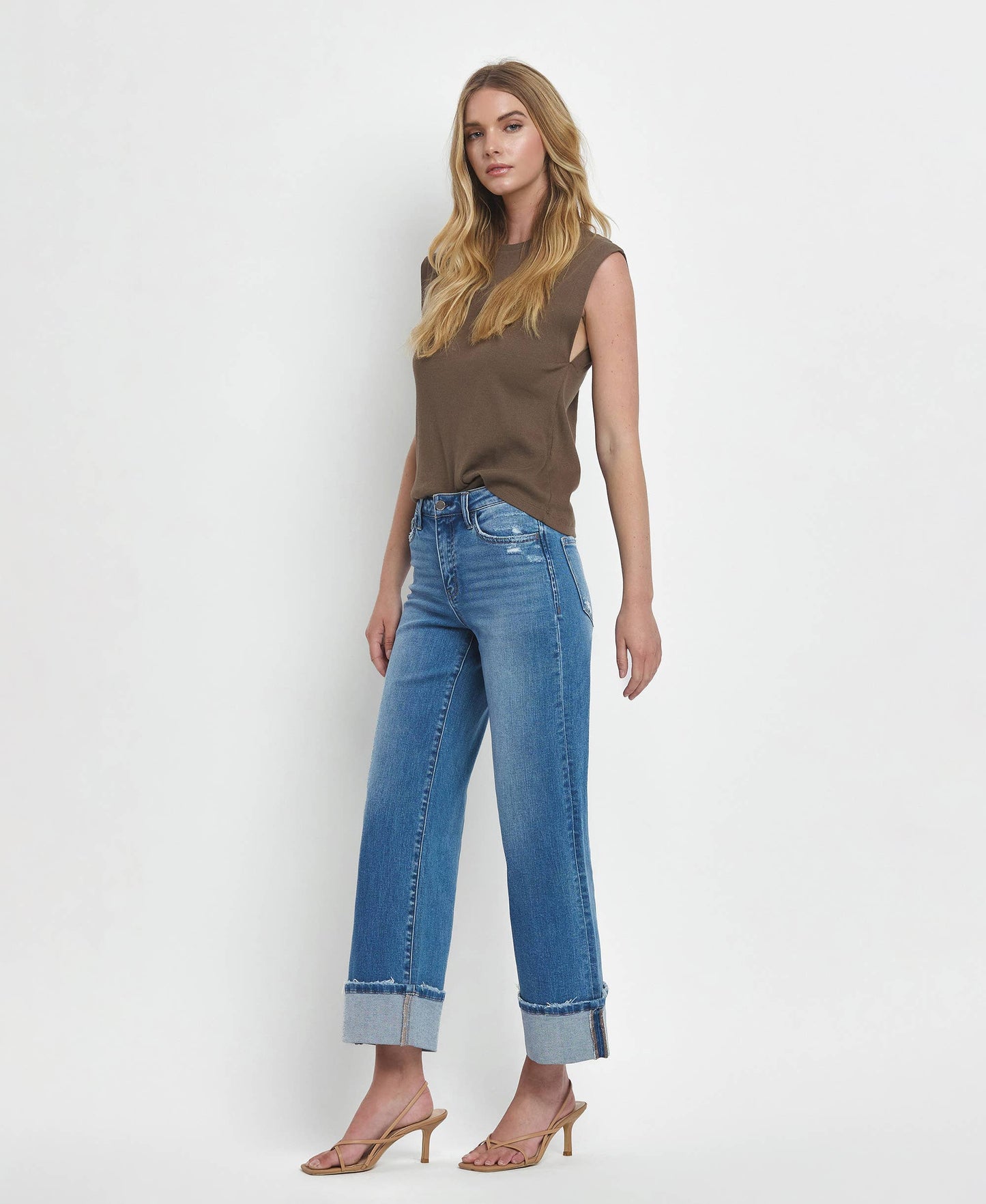 Flying Monkey - High Rise Cuffed Wide Leg Jeans