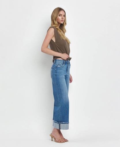 Flying Monkey - High Rise Cuffed Wide Leg Jeans