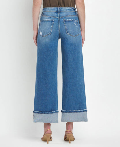 Flying Monkey - High Rise Cuffed Wide Leg Jeans