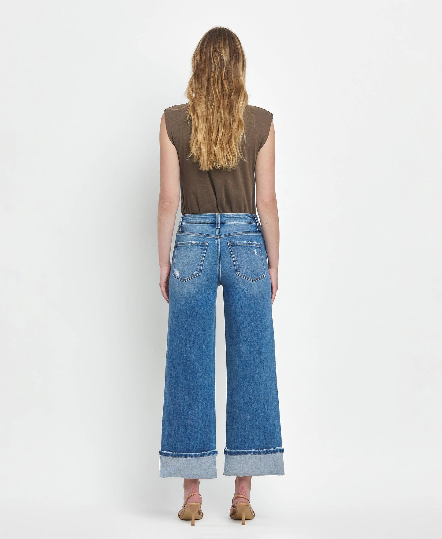 Flying Monkey - High Rise Cuffed Wide Leg Jeans